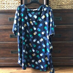 Modcloth Jessy B blue large polka dot tunic blouse in size 2X